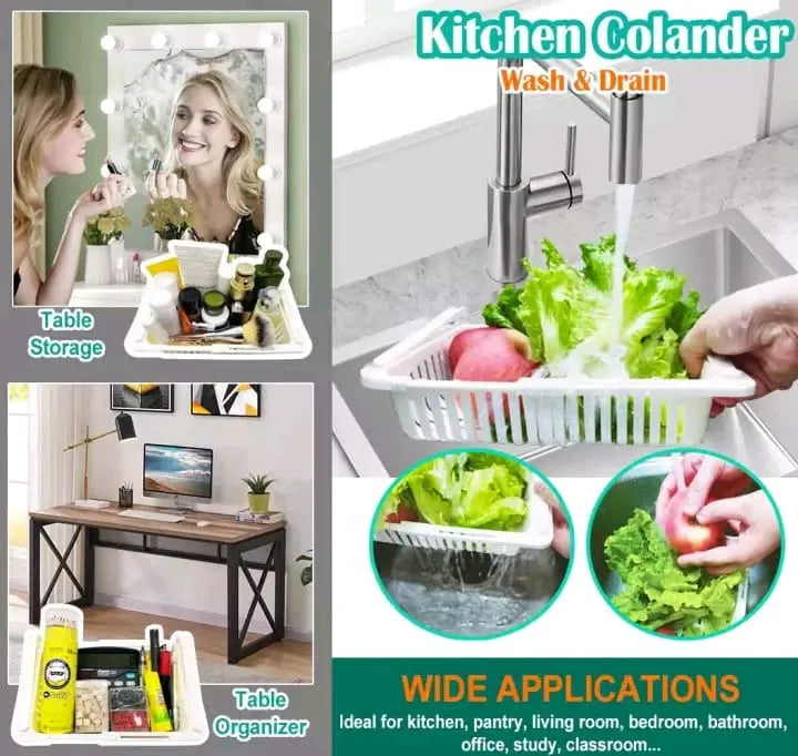 Adjustable Fridge Storage Basket Expandable Fridge Storage Rack Plastic Fridge Space Saver Food Organizer Tray Refrigerator Pull out Drawers