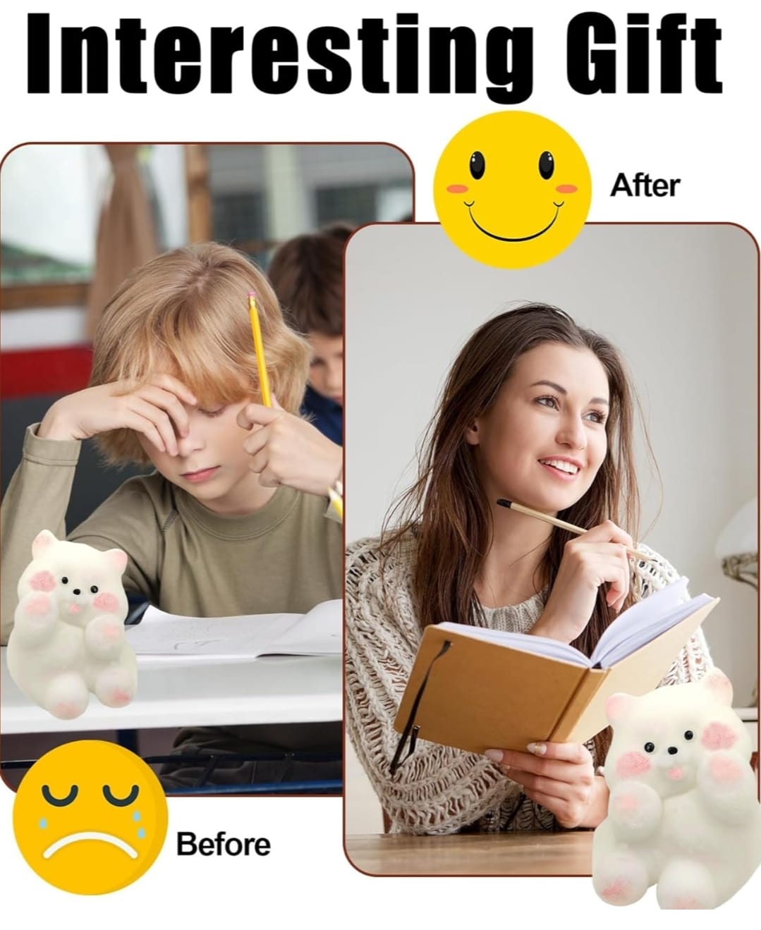 Squishy Stress Relief Funny Novelty Cute Animals Stress Relieving Fidget for Boys Girls Birthday Party Gifts Anxiety& Relaxation for Kids Teenage