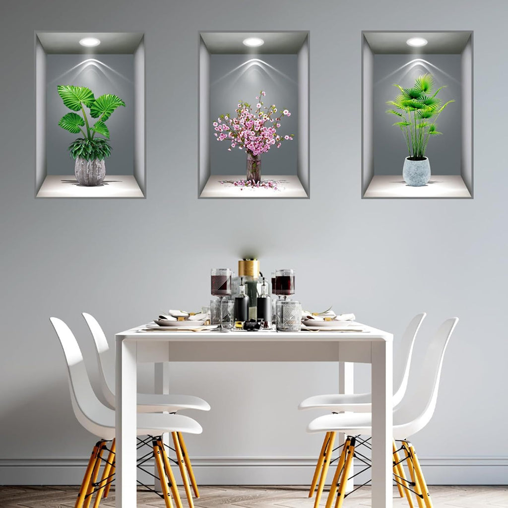 3 Sheets Flower Decoration Art Magic Sticker 3d Vinyl Removable Wall Sticker