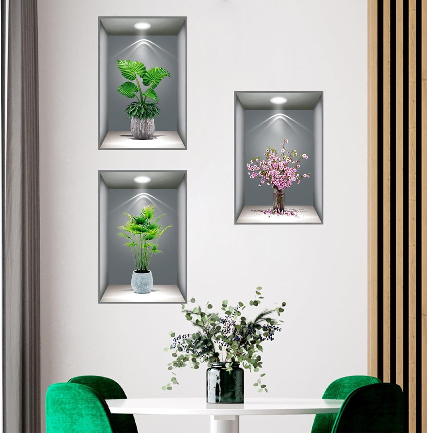 3 Sheets Flower Decoration Art Magic Sticker 3d Vinyl Removable Wall Sticker